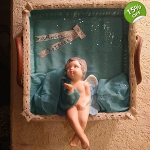 Kissing Angel, wall decor, hanging basket