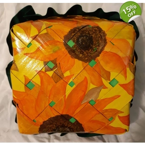 Sun flower hand painted basket