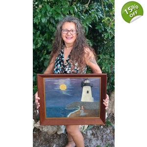 Lady of the Lighthouse framed painting