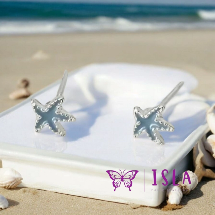 Silver Starfish Studs