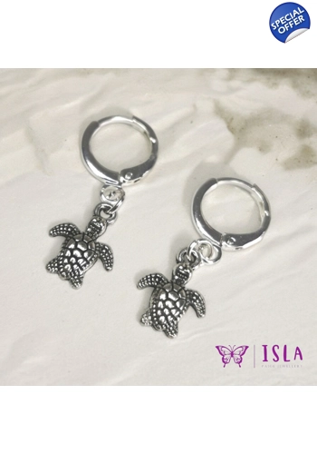 Silver 925 sea turtle hoop earrings