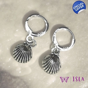 Silver 925 shell hoop e..