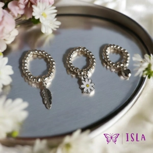 Silver beaded ring with..