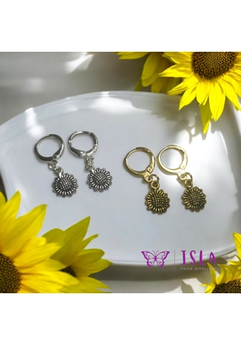 Sunflower huggie hoops