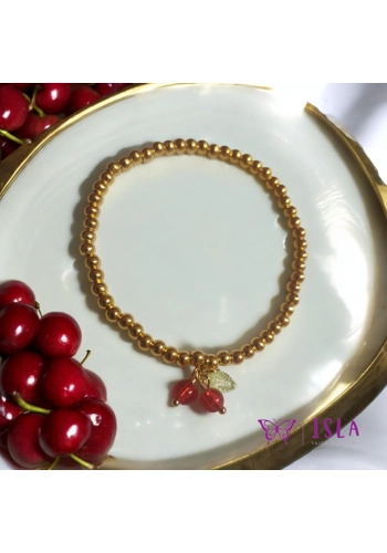 Gold cherry beaded bracelet