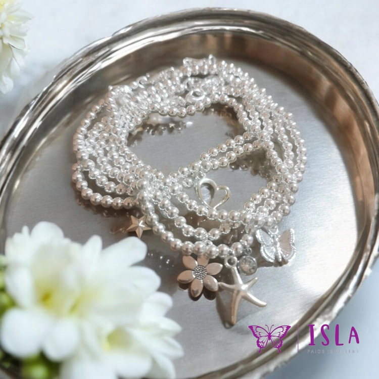 925 Silver beaded bracelet w..