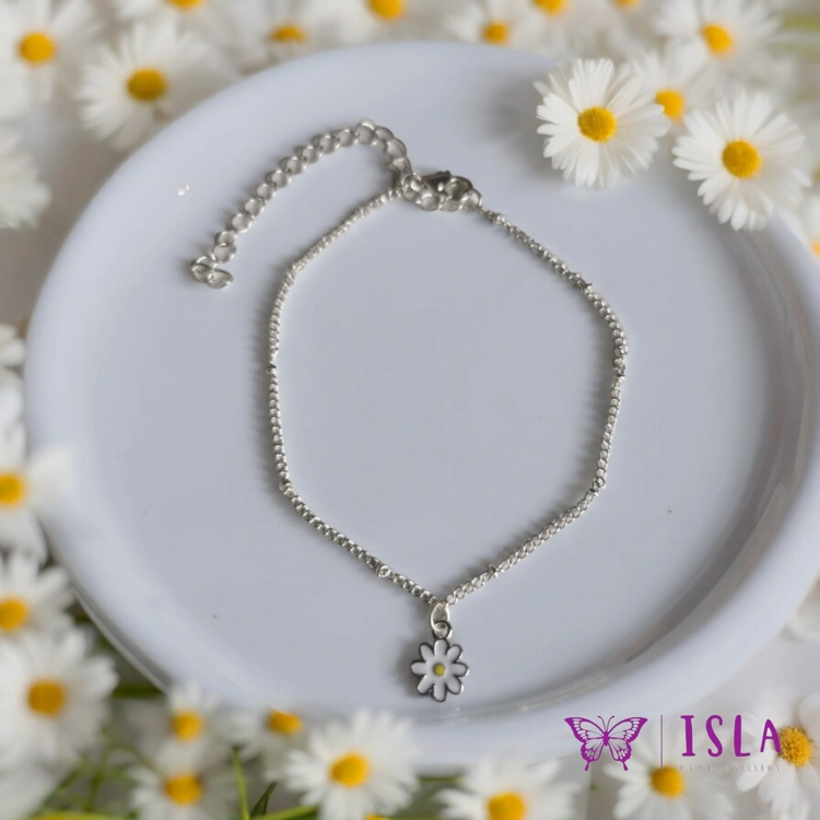 Silver Daisy anklet