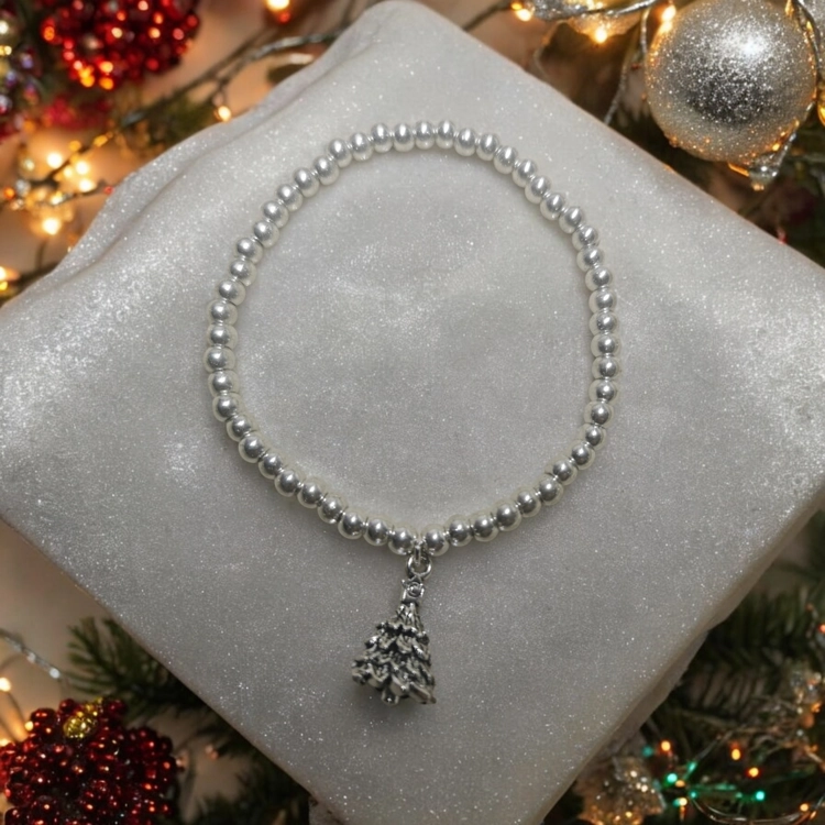 Silver Christmas Tree Beaded..