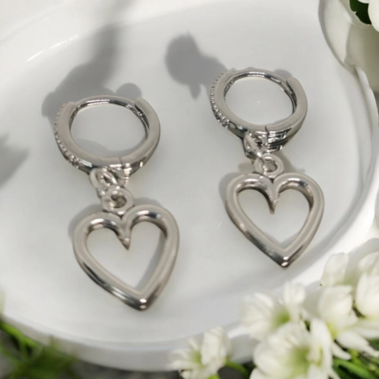 Silver Heart hoop earrings
