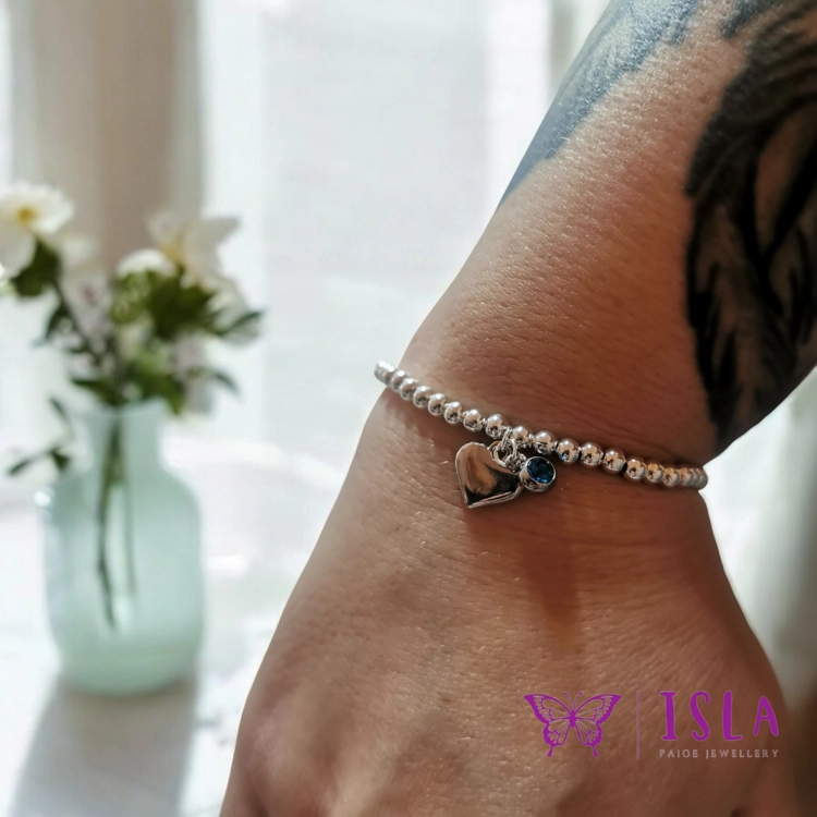 Birthstone Bracelet with hea..