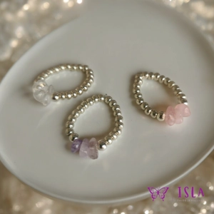 Beaded gemstone ring