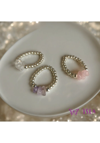 Beaded gemstone ring