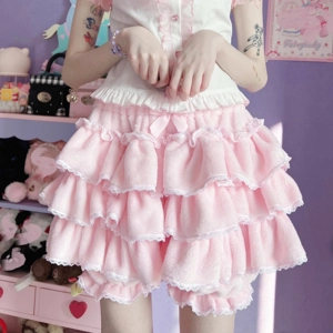 Sweet Kawaii Layered Plush Pumpkin Lolita DollySkirt Y2K