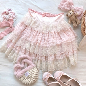 Sweet Kawaii Layered Lacey Lolita DollySkirt Y2K