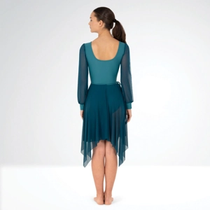 Long Split Sleeve Sequinned Leotard with Separate Wrap Skirt Long Split Sleeve Sequinned Leotard with Separate Wrap Skirt