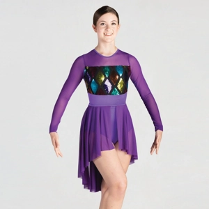 Long Sleeved Leotard with Harlequin Detail and Separate Skirt Long Sleeved Leotard with Harlequin Detail and Separate Skirt