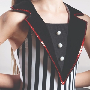 Padded Collar Half Peplum Biketard