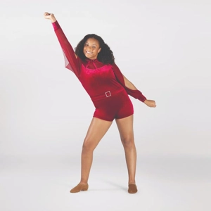 Belted Leotard with Long Mesh Sleeves Belted Leotard with Long Mesh Sleeves