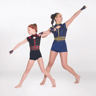 Cap Sleeved Sequin Unitard with Cutaway Panels title=