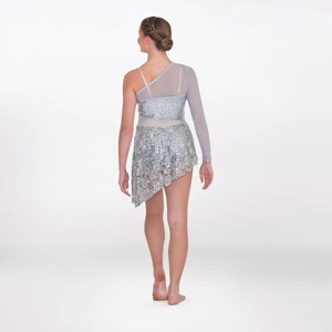 Asymmetric Sequin Lyrical Unitard with Mesh Panels Asymmetric Sequin Lyrical Unitard with Mesh Panels