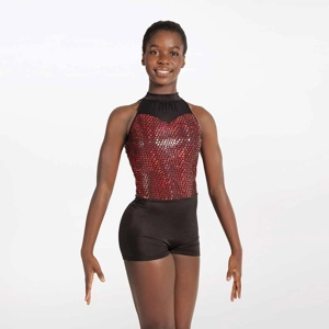 Cracked Foil Halterneck Biketard Red