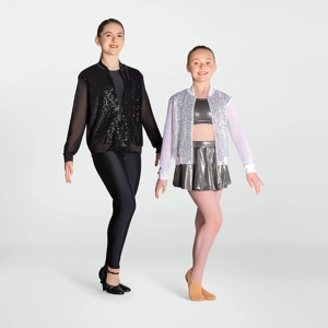 Sequin Bomber Jacket with Mesh Sleeves