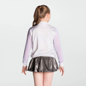 Sequin Bomber Jacket with Mesh Sleeves