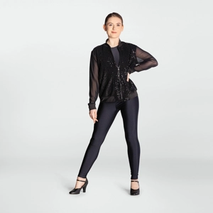 Sequin Bomber Jacket with Mesh Sleeves