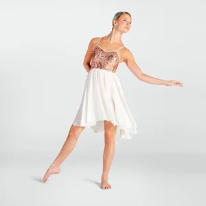 Sequin Feather Dip Hemmed Lyrical Dress