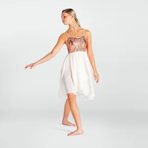 Sequin Feather Dip Hemmed Lyrical Dress
