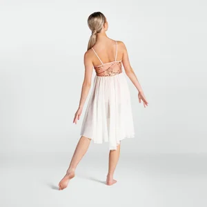 Sequin Feather Dip Hemmed Lyrical Dress