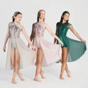 Sequin Lyrical Unitard with Open Front Skirt