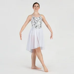 Wrap Around Sequin Dipped Hem Lyrical Dress
