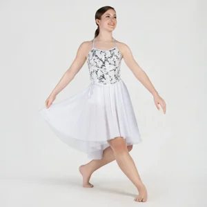 Wrap Around Sequin Dipped Hem Lyrical Dress