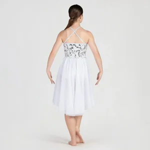 Wrap Around Sequin Dipped Hem Lyrical Dress