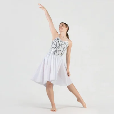 Wrap Around Sequin Dipped Hem Lyrical Dress title=