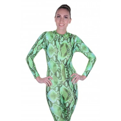 Elsa Green Snake Print Catsuit title=