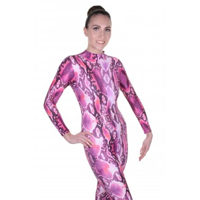 Elsa Pink Snake Print Catsuit title=