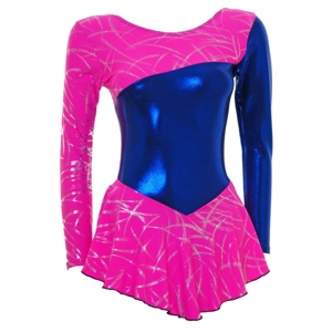 Skater Dress Long Sleeves Pink/Royal Blue S094b
