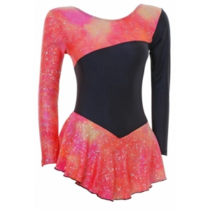 Skater Dress Orange/Black Long Sleeves S094a