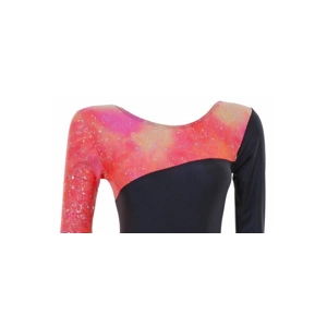 Skater Dress Orange/Black Long Sleeves S094a