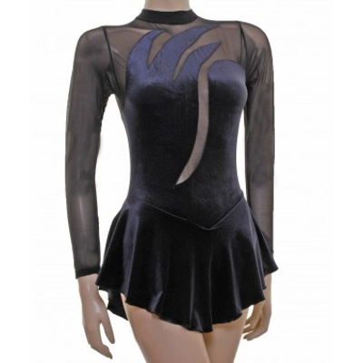 Vesuvius BlackVelvet/Bodystocking Long Sleeve Skating Dress (S109a) title=