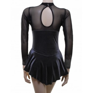 Vesuvius BlackVelvet/Bodystocking Long Sleeve Skating Dress (S109a)
