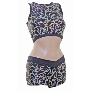 POLE DYNAMIX Black/Silver Fire Hologram Crop Top & Nix