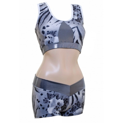 POLE DYNAMIX Grey Animal Set Crop Top & Nix title=