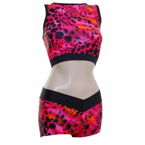 POLE DYNAMIX Pink Snowcat Set Crop Top & Hotpants