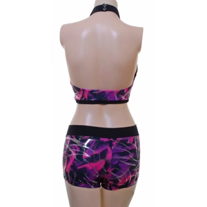 POLE DYNAMIX Purple/Pink Silver Metallic Halter Neck Crop Top & Nix