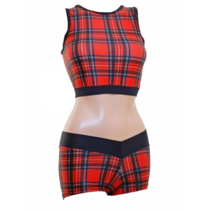 POLE DYNAMIX Red Tartan Crop Top & Hotpants