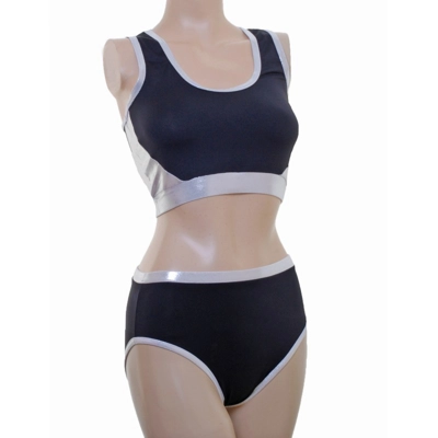 POLE DYNAMIX Black Lycra Silver Binding Set title=