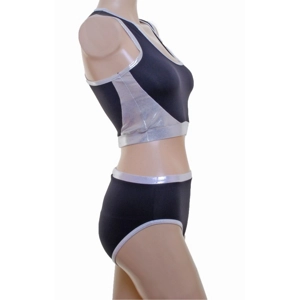 POLE DYNAMIX Black Lycra Silver Binding Set